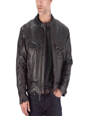 Men’s brown classic motorcycle jacket
