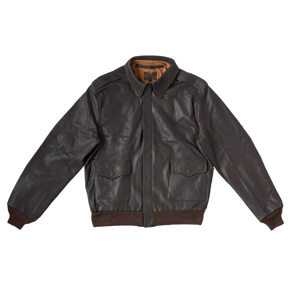 Men’s brown horsehide A2 flying leather bomber jacket
