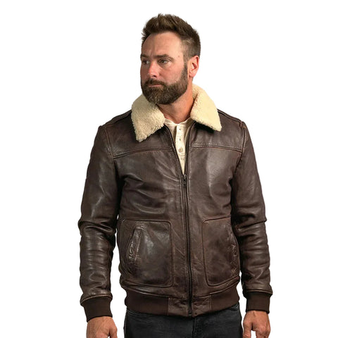 Men’s brown lambskin A2 shearling bomber jacket
