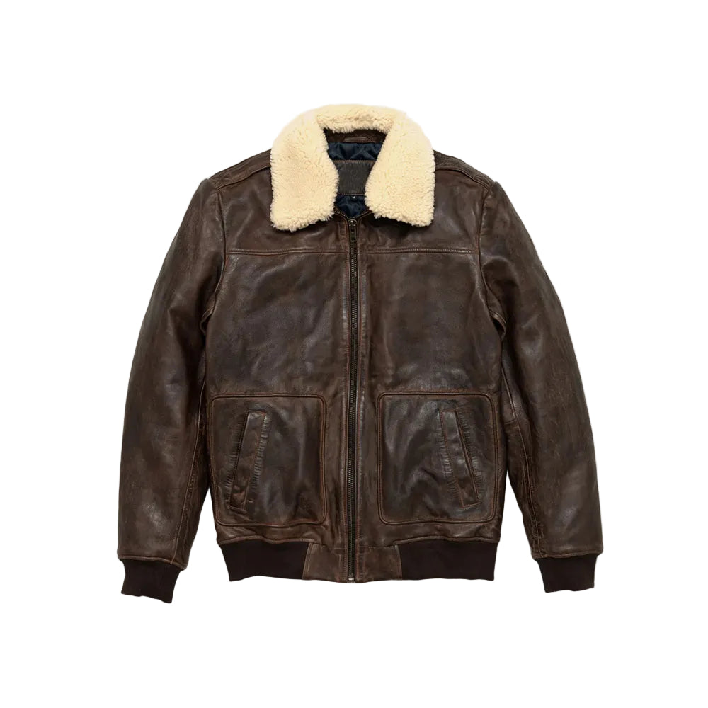 Men’s brown lambskin A2 shearling bomber jacket
