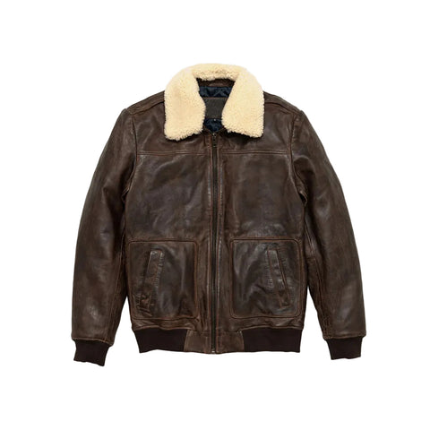 Men’s brown lambskin A2 shearling bomber jacket
