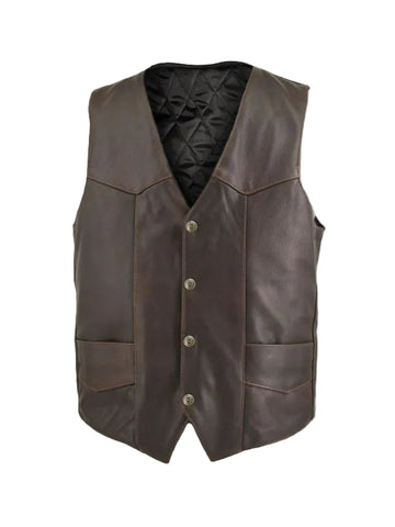Men’s brown leather biker vest
