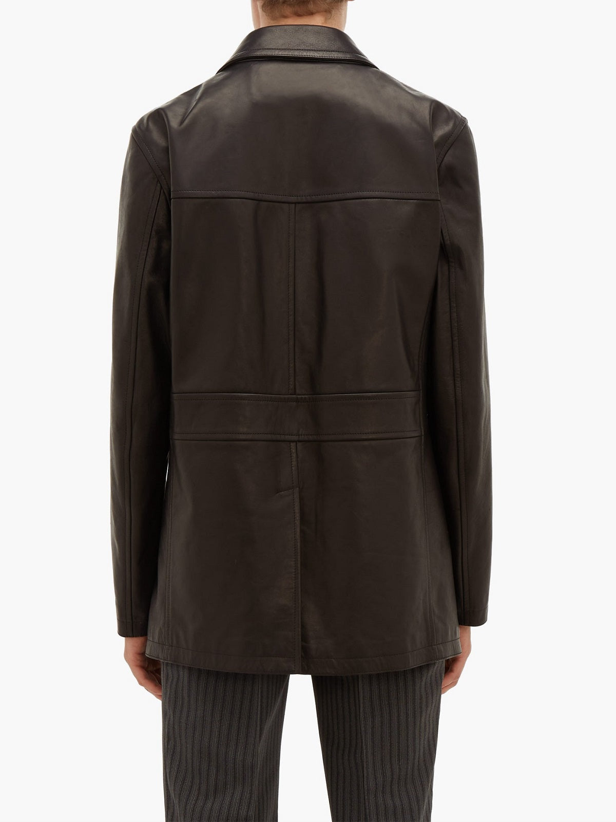 men's brown leather leather coat cassian side angle