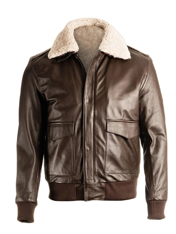 Men’s brown pilot shearling jacket
