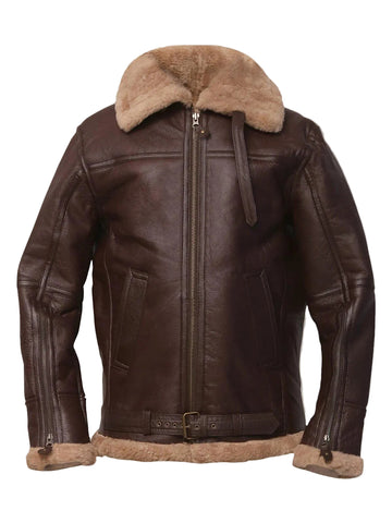 Men’s brown sheepskin bomber jacket
