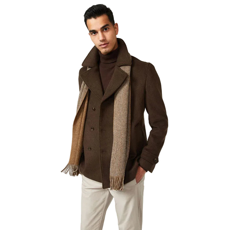 Men’s brown wool blend peacoat
