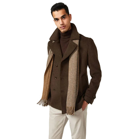 Men’s brown wool blend peacoat
