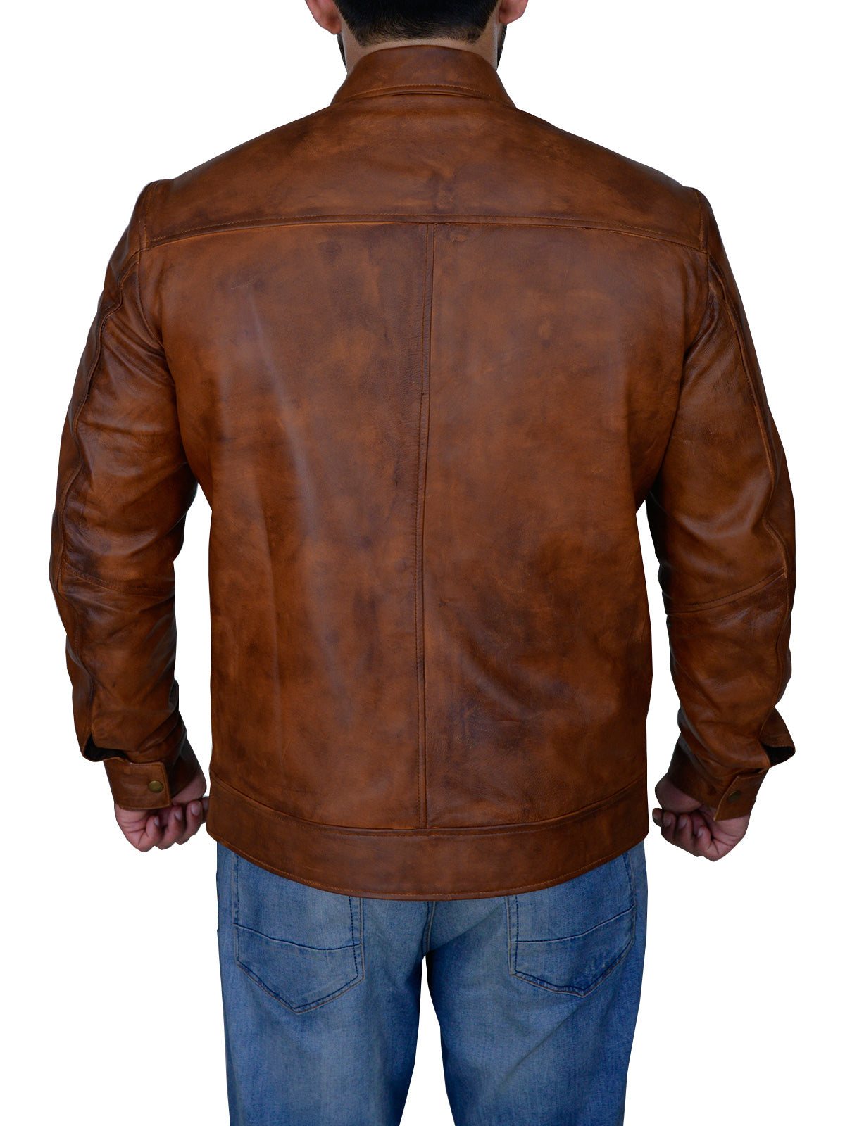 men's brown distressed leather shirt dorian texture detail