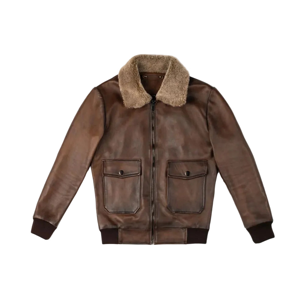 Men’s chocolate brown G-1 leather jacket
