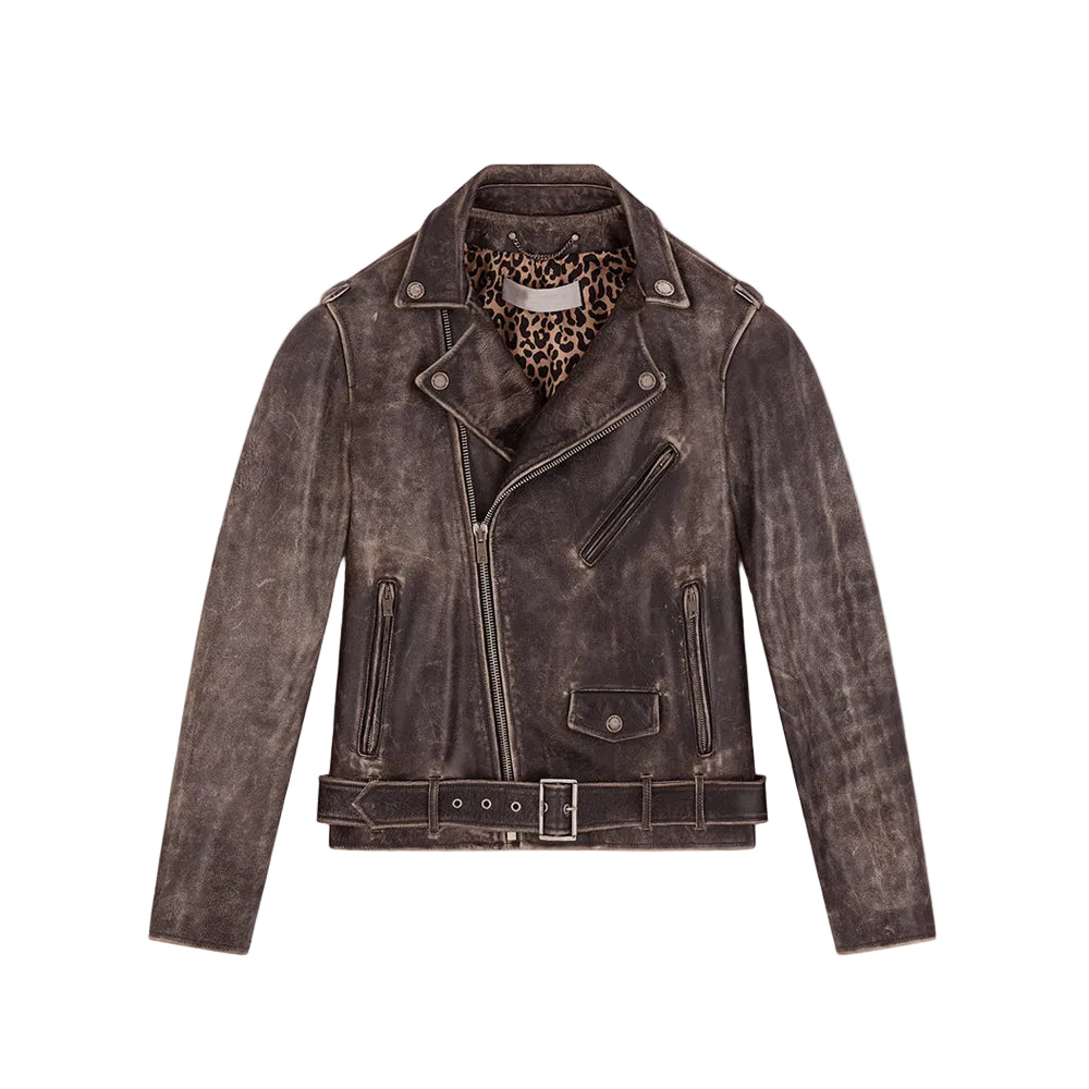 Men’s distressed lambskin leather jacket
