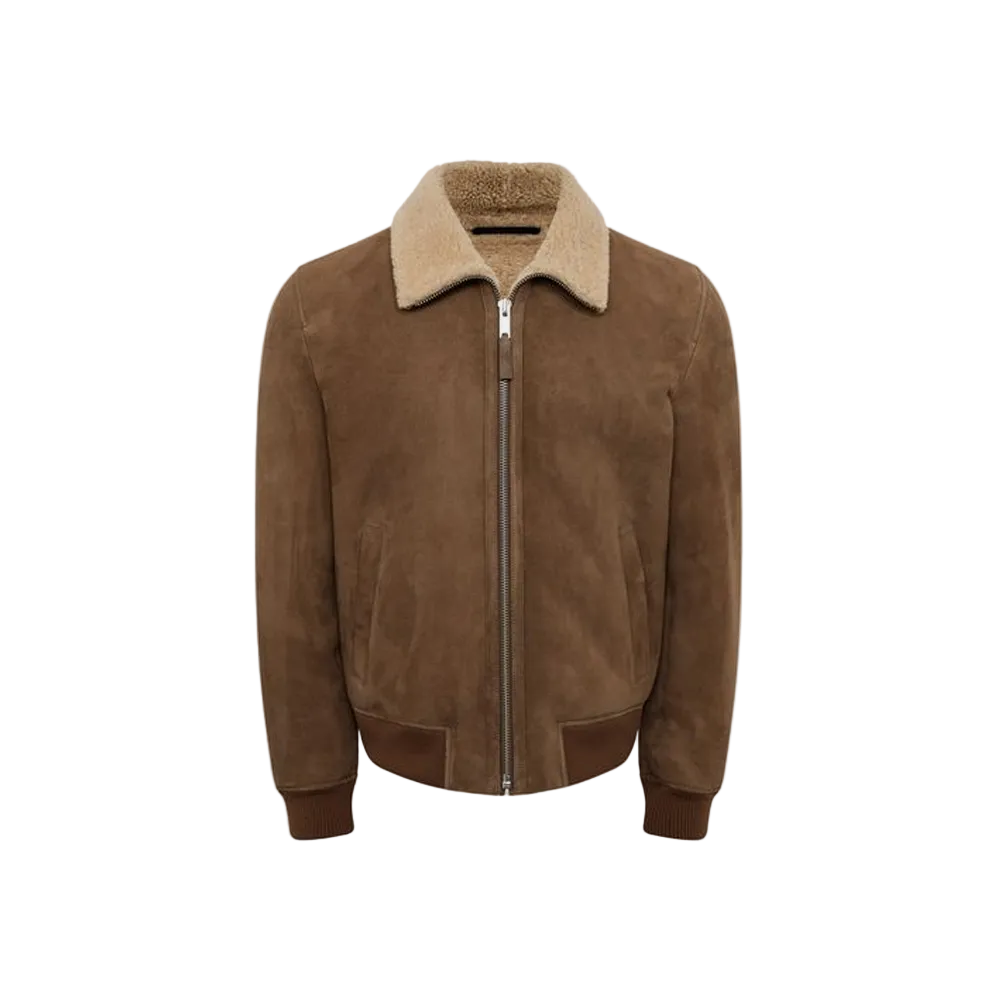 Men’s dull brown suede B3 sheepskin flying jacket
