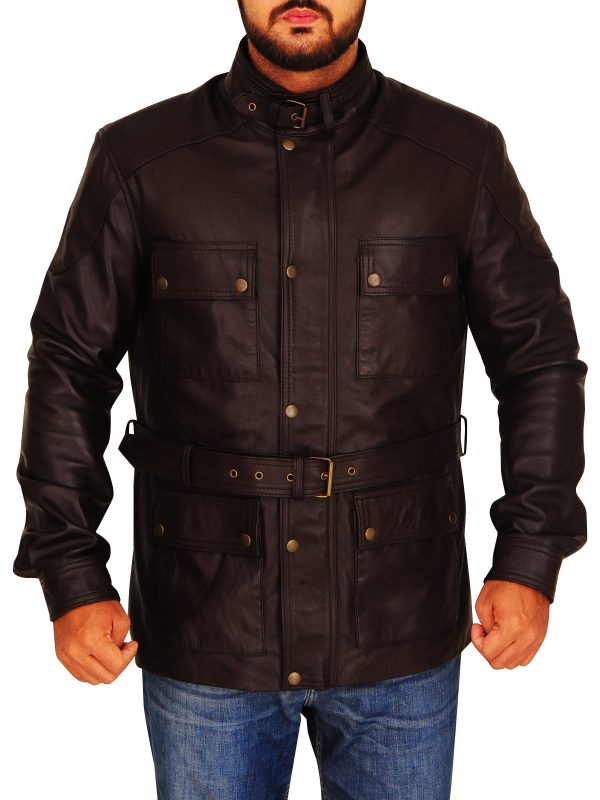 Men’s faux leather casual field jacket
