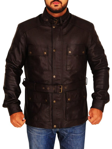 Men’s faux leather casual field jacket
