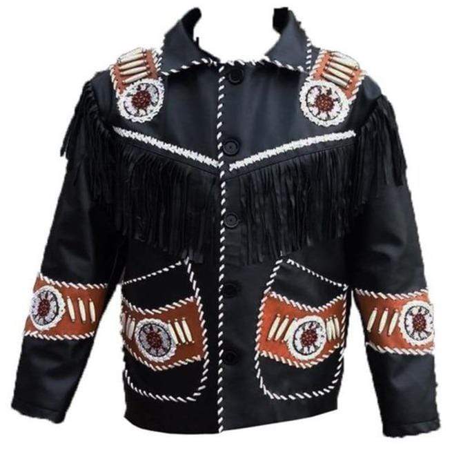 Men’s handmade black western leather jacket
