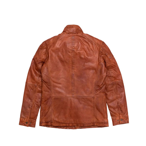 men's brown lambskin leather leather jacket henrik back view