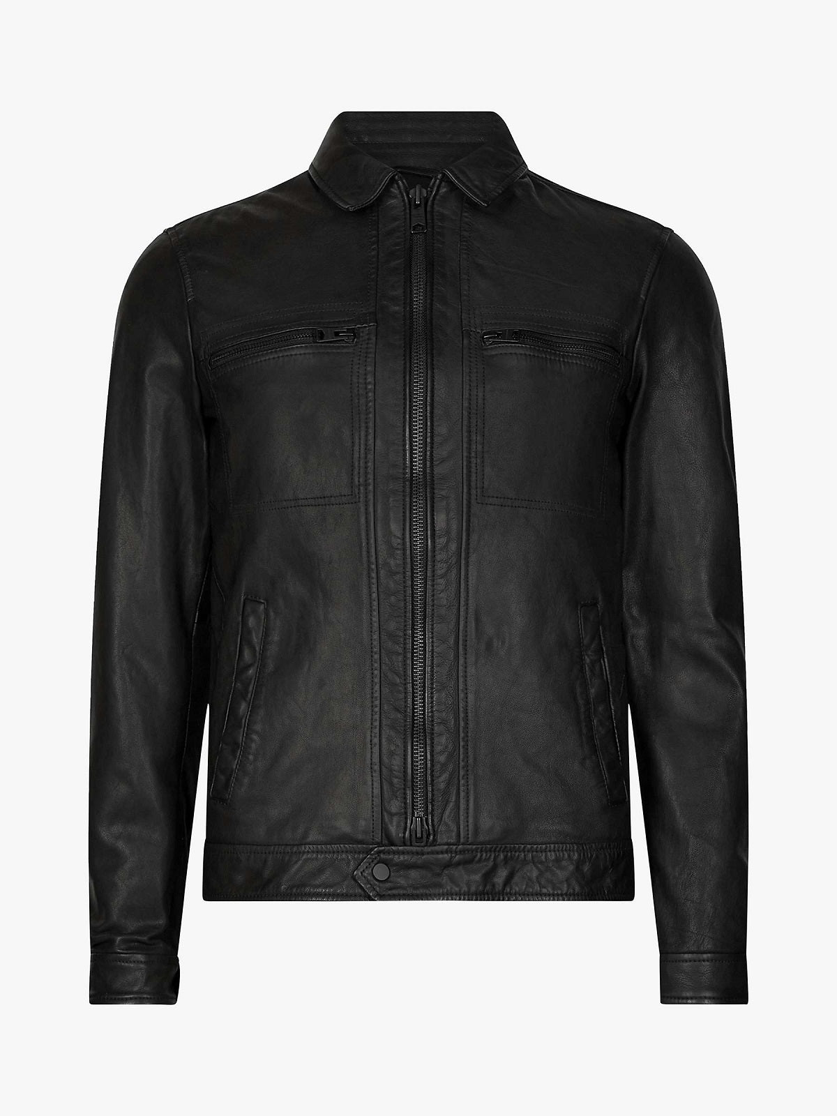 men's black leather shirt lucien texture detail