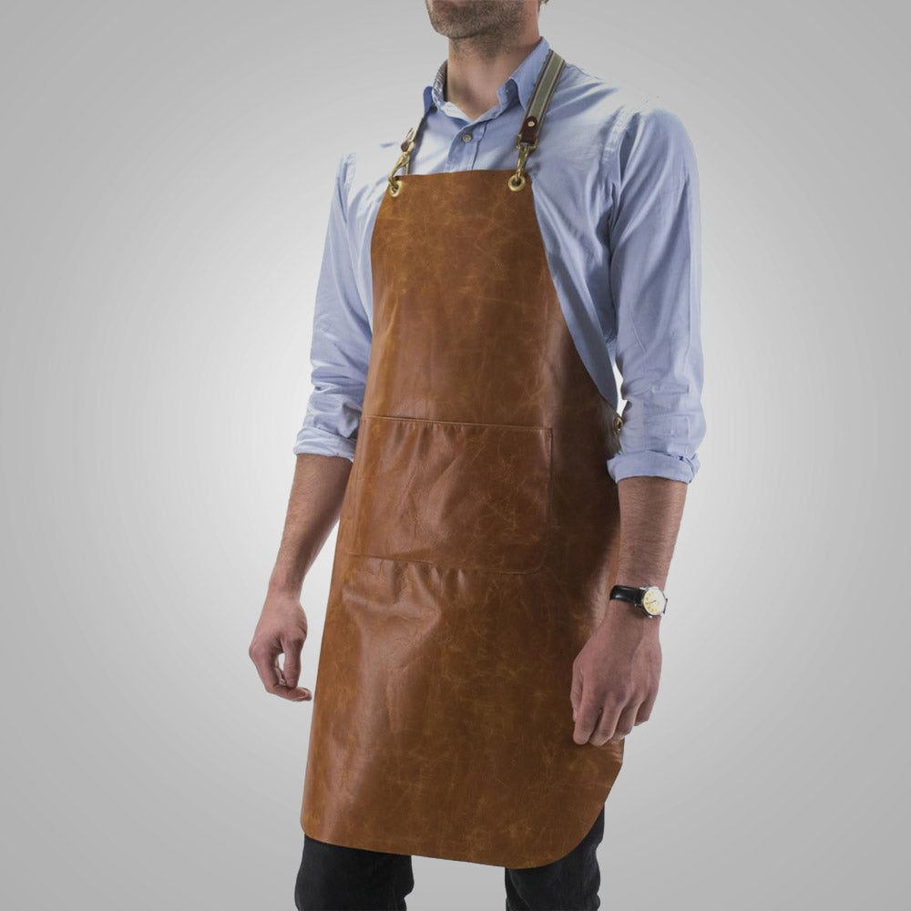 Men’s oak tan handmade sheepskin leather apron
