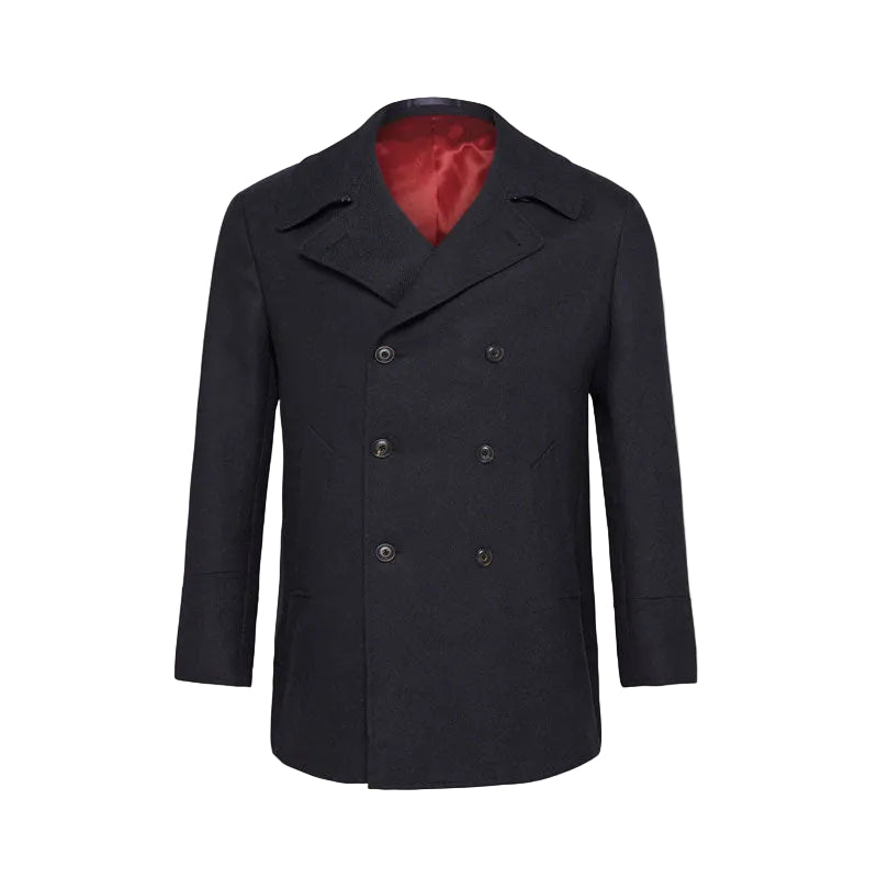 Men’s premium winter pea coat with horn buttons