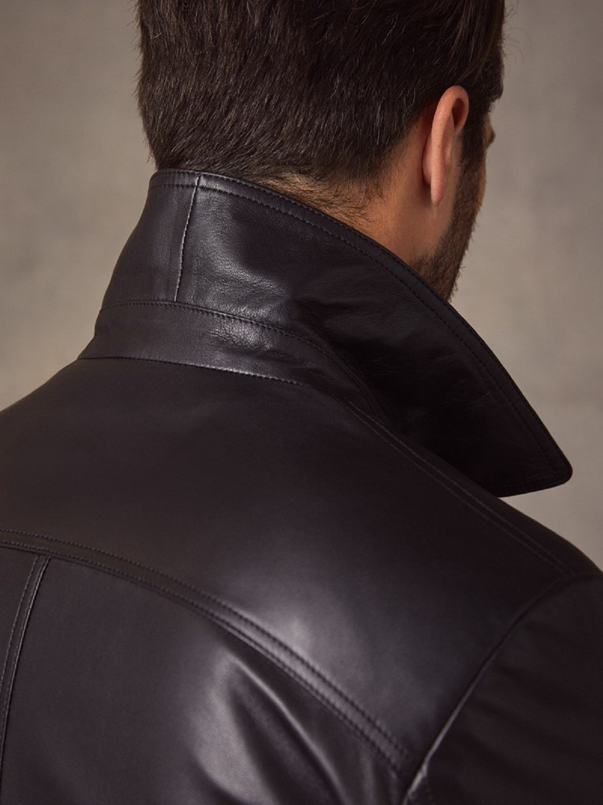 men's black leather shirt cassian texture detail