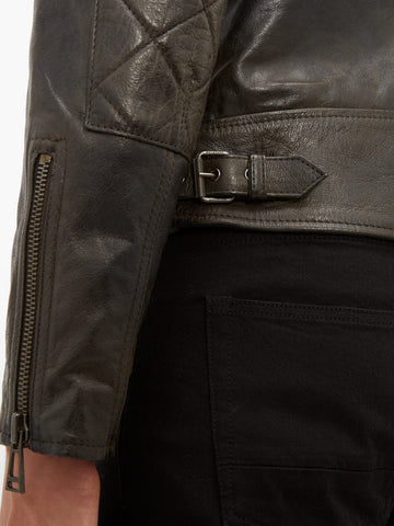 Men’s pure leather zip jacket with zipper cuffs
