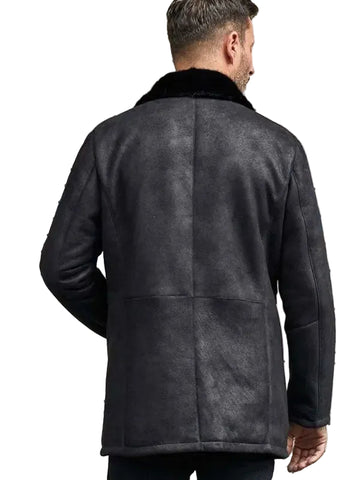 Men’s shearling fur outerwear with lapel collar
