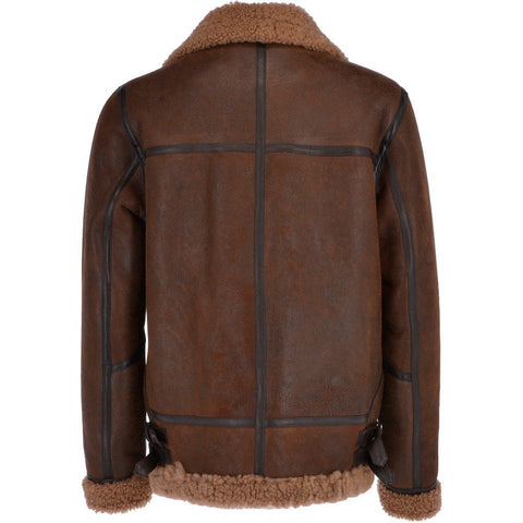 Men’s shearling leather bomber jacket with zip closure