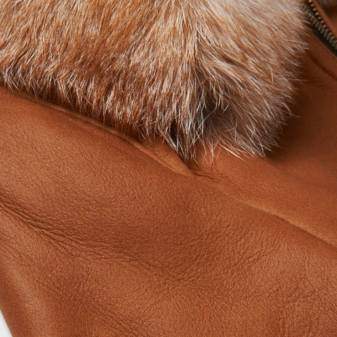 Men’s sheepskin flying jacket with fur collar
