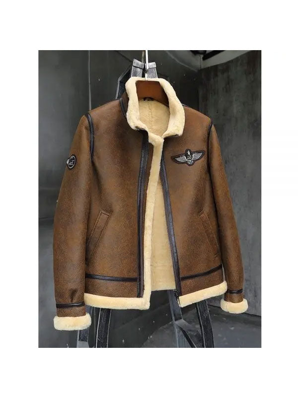 Men’s sheepskin shearling motorcycle jacket
