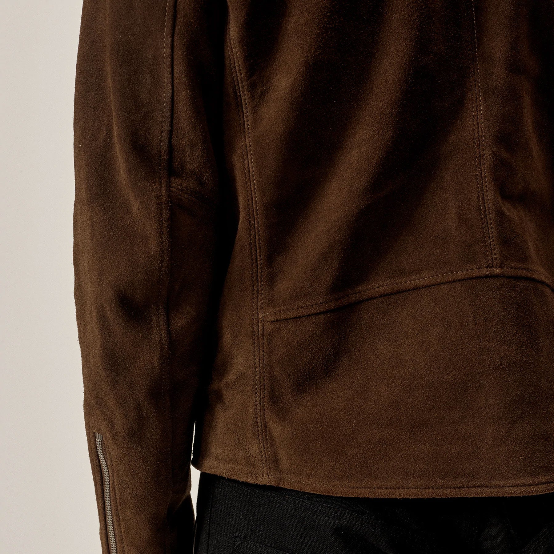 Men’s suede bomber jacket with three outer pockets