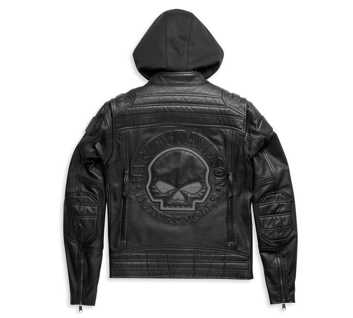 Men’s vented cowhide biker jacket with reflective detail