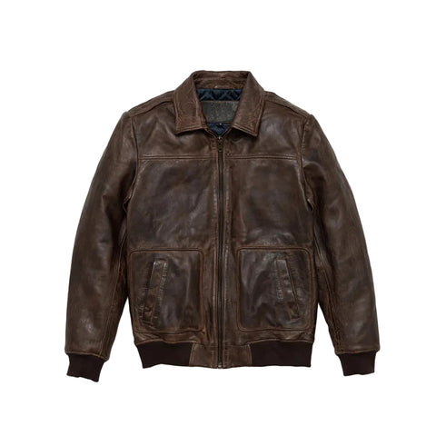 Men’s vintage brown lambskin A2 bomber jacket
