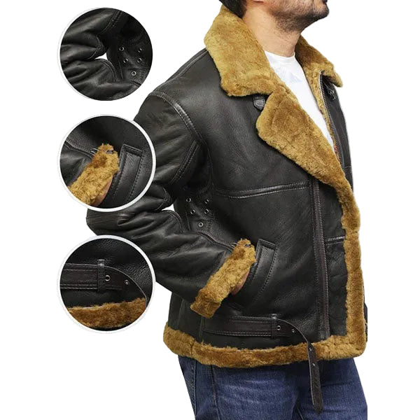 Men’s winter aviator leather bomber jacket