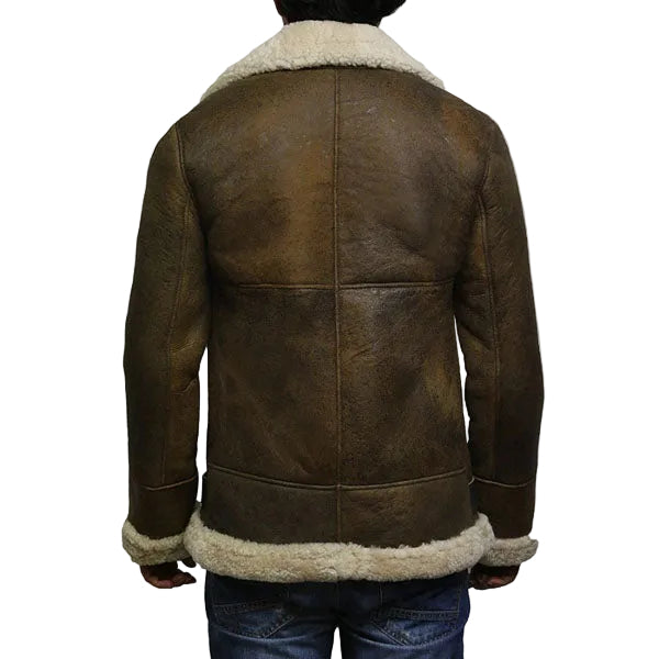 Men’s winter leather flight jacket with pilot styling