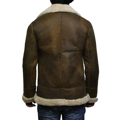 Men’s winter leather flight jacket with pilot styling
