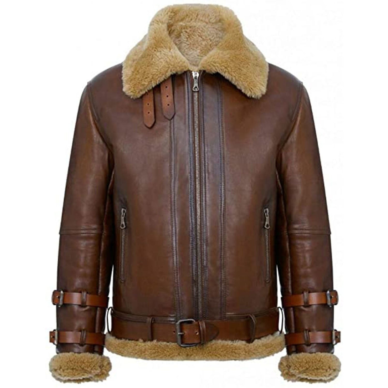 Men's Airforce Brown RAF B3 Aviator Leather Jacket - AMSEL LEATHERS