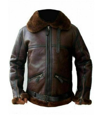 • raf b3 shearling bomber jacket mens reddish brown front view

