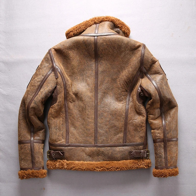 Men's B3 Military Sheepskin Shearling Bomber Jacket - AMSEL LEATHERS