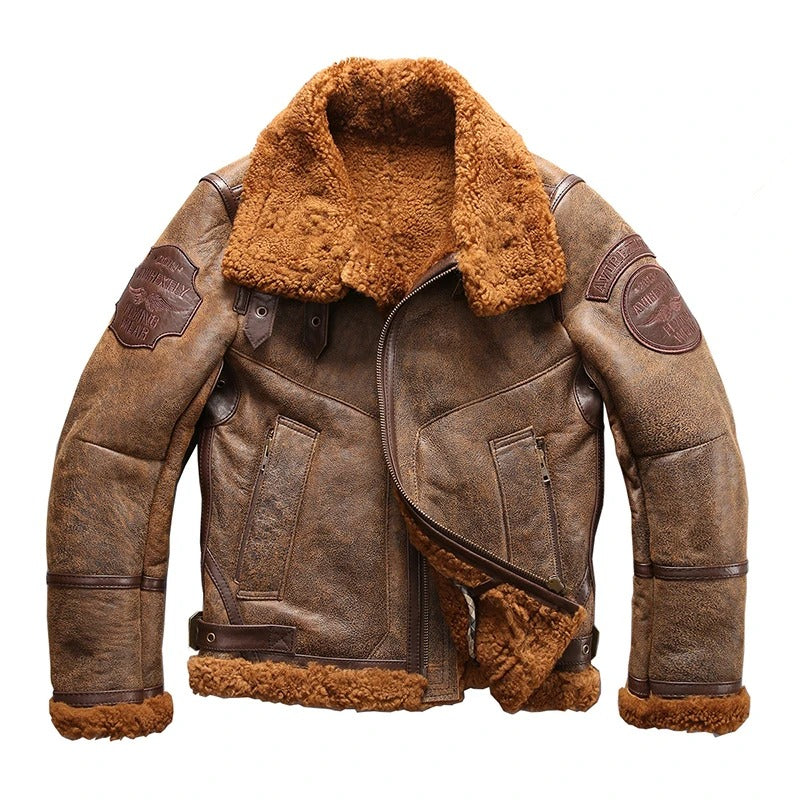 Men's B3 Military Sheepskin Shearling Bomber Jacket - AMSEL LEATHERS