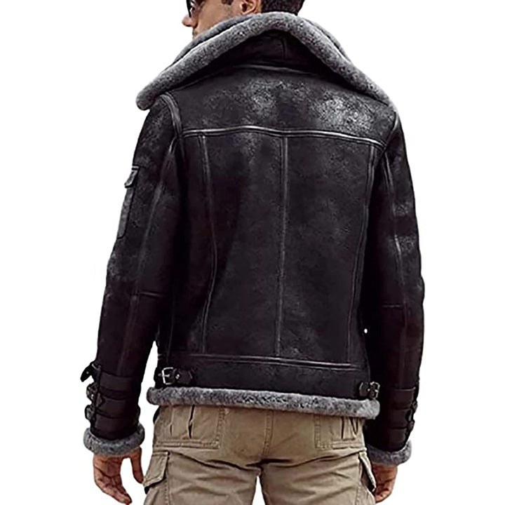 Men's B3 RAF Aviator Bomber Shearling Leather Jacket - AMSEL LEATHERS