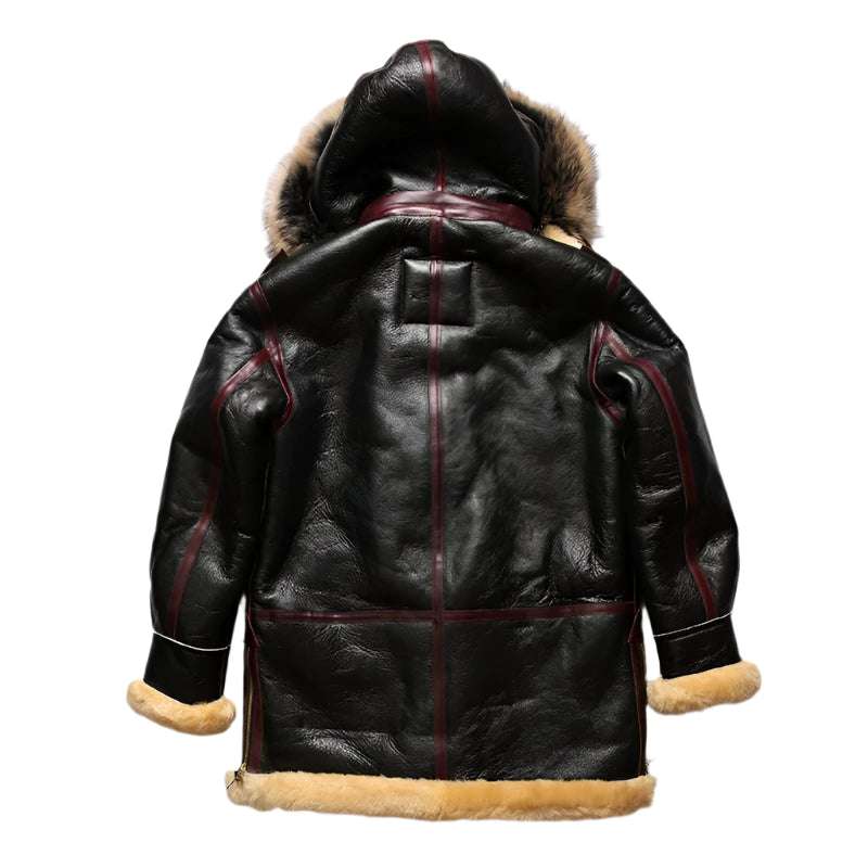 Men's B3 Shearling Bomber Military Fur Jacket B7 Sheepskin Coat - AMSEL LEATHERS