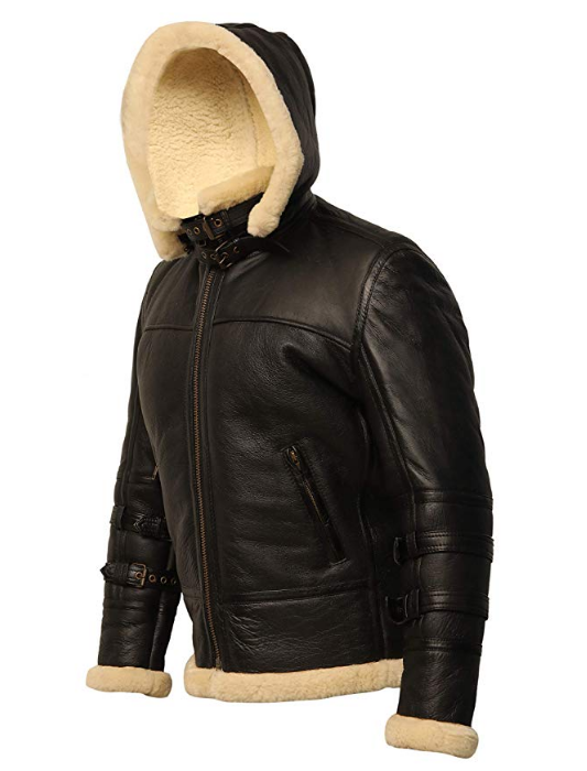 • mens b3 bomber jacket detachable hood side angle
