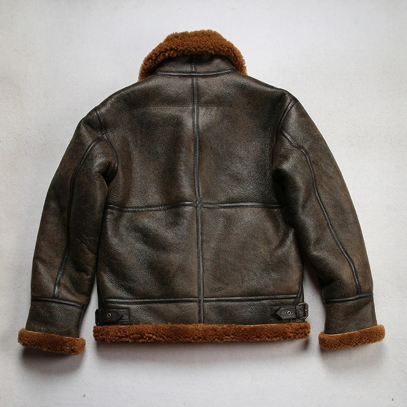 Men's B3 Sheepskin Shearling Bomber Genuine Leather Jacket - AMSEL LEATHERS