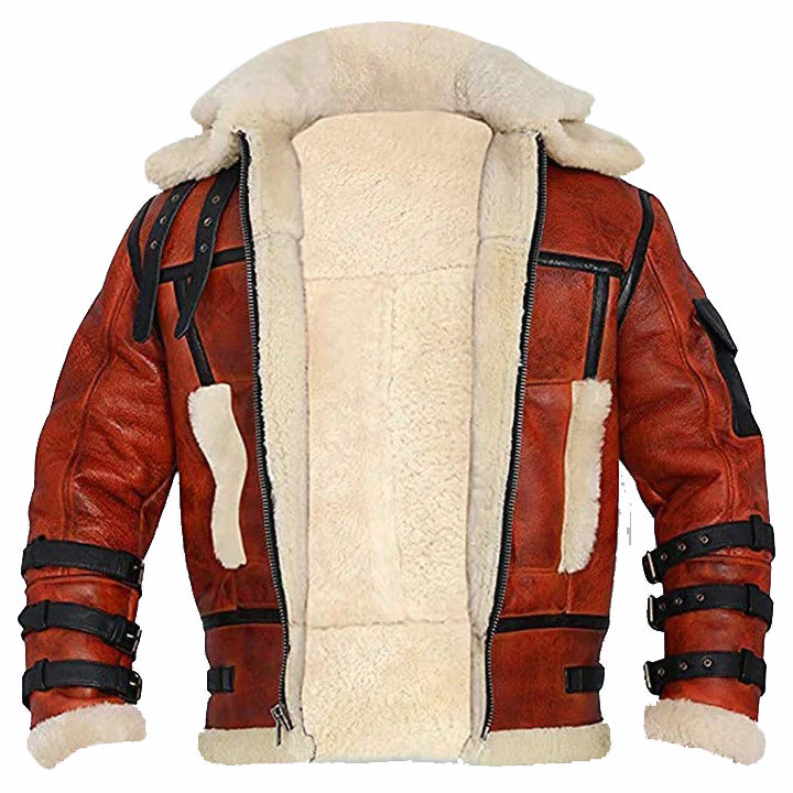 Men's B6 RAF Aviator Sheepskin Leather Shearling Bomber Jacket - AMSEL LEATHERS