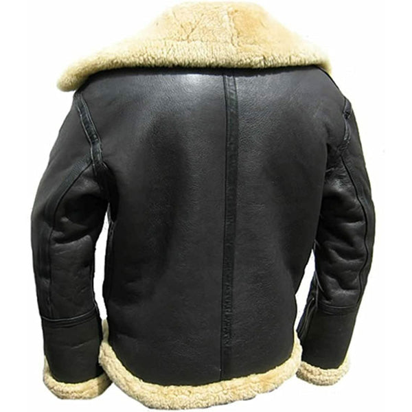 Men's Black B3 RAF Aviator Bomber Pilot Flight Shearling Sheepskin Jacket - AMSEL LEATHERS