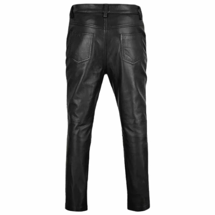 Men's Black Leather Biker Pant - AMSEL LEATHERS