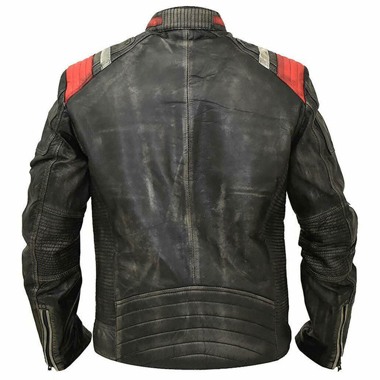 Men's Black Leather Cafe Racer Vintage Retro Distressed Jacket - AMSEL LEATHERS