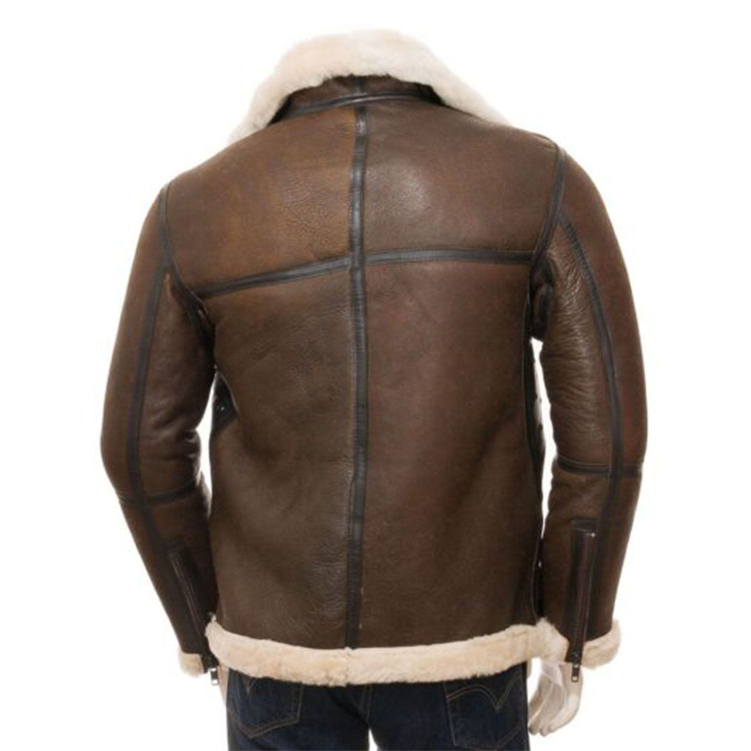 Men's Brown Aviator Leather Jacket - AMSEL LEATHERS