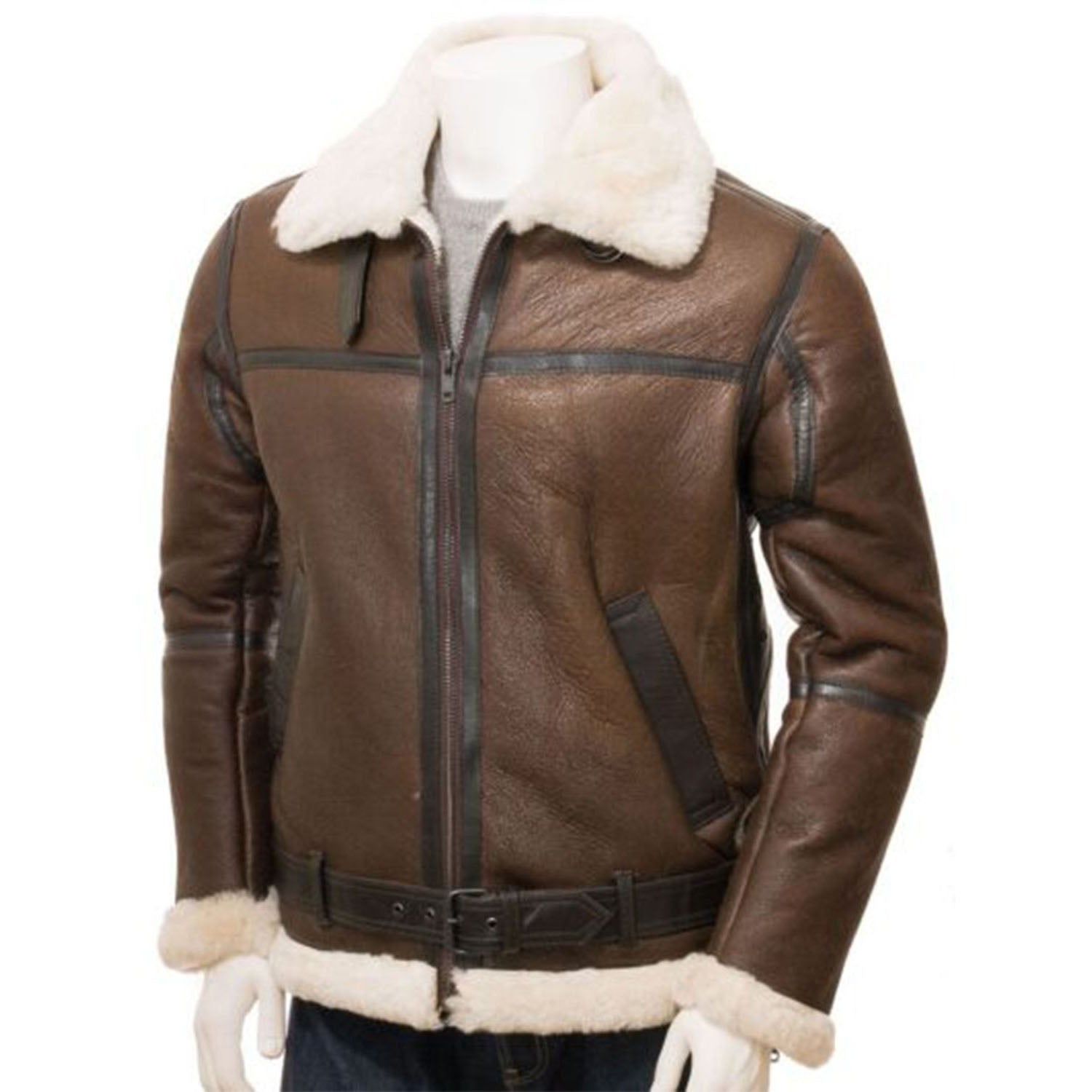 Men's Brown Aviator Leather Jacket - AMSEL LEATHERS