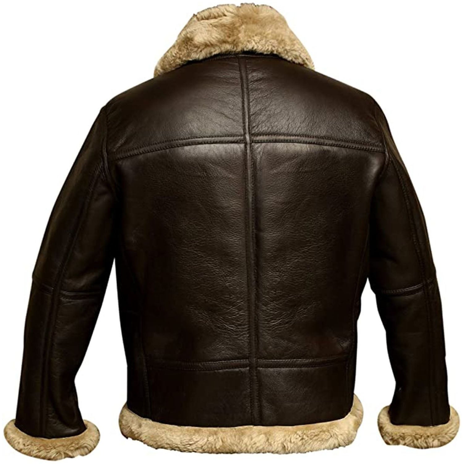 Men's Brown B3 RAF Aviator Bomber Shearling Leather Jacket - AMSEL LEATHERS