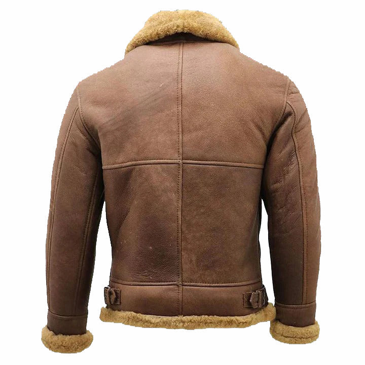 Men's Brown B3 Sheepskin Flying Aviator Jacket - AMSEL LEATHERS